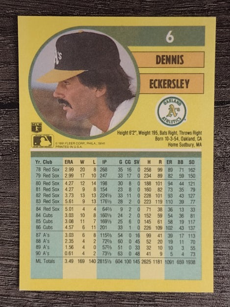 1991 Fleer #6 Dennis Eckersley