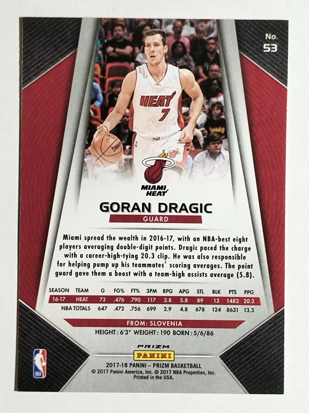 2017-18 Panini Prizm Prizms Red White and Blue #53 Goran Dragic