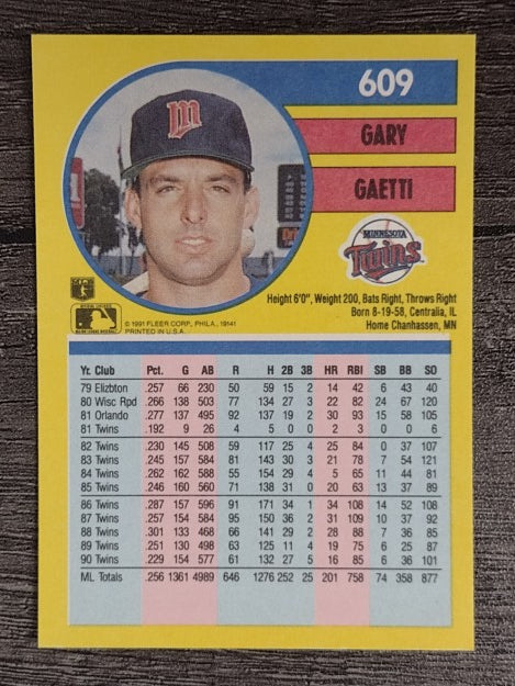 1991 Fleer #609 Gary Gaetti