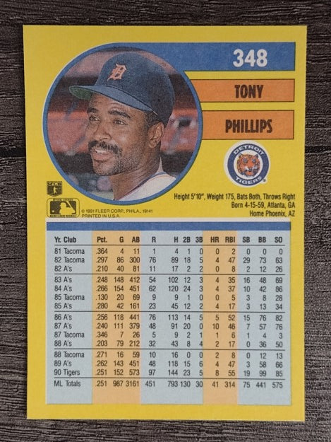 1991 Fleer #348 Tony Phillips