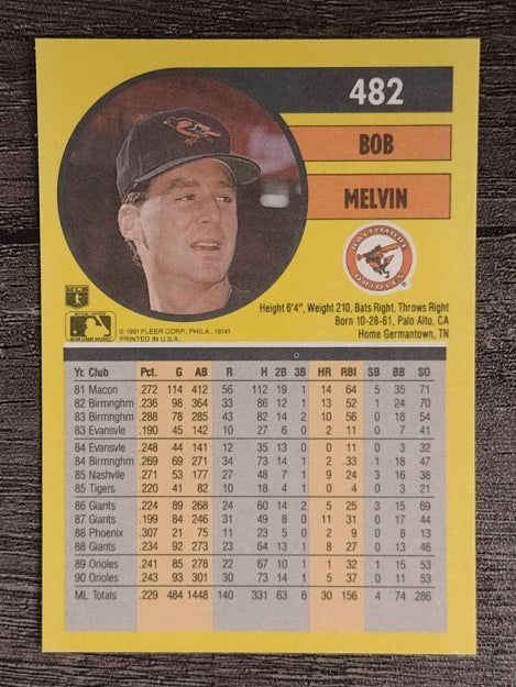 1991 Fleer #482 Bob Melvin