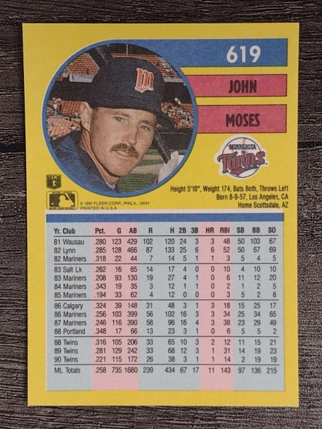 1991 Fleer #619 John Moses