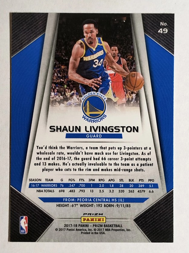 2017-18 Panini Prizm Prizms Red White and Blue #49 Shaun Livingston