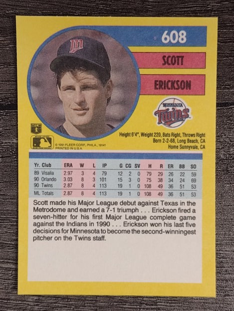 1991 Fleer #608 Scott Erickson