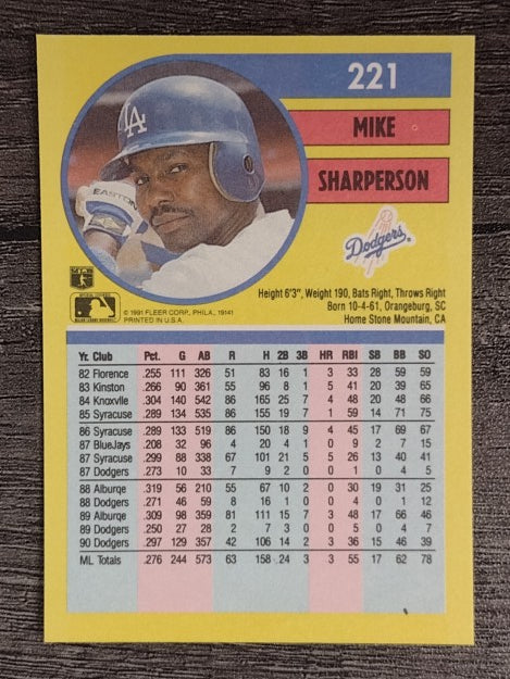 1991 Fleer #221 Mike Sharperson