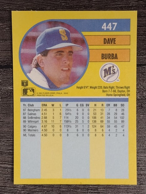 1991 Fleer #447 Dave Burba RC