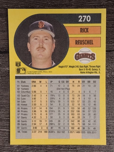 1991 Fleer #270 Rick Reuschel