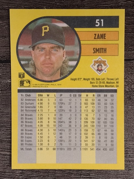 1991 Fleer #51 Zane Smith