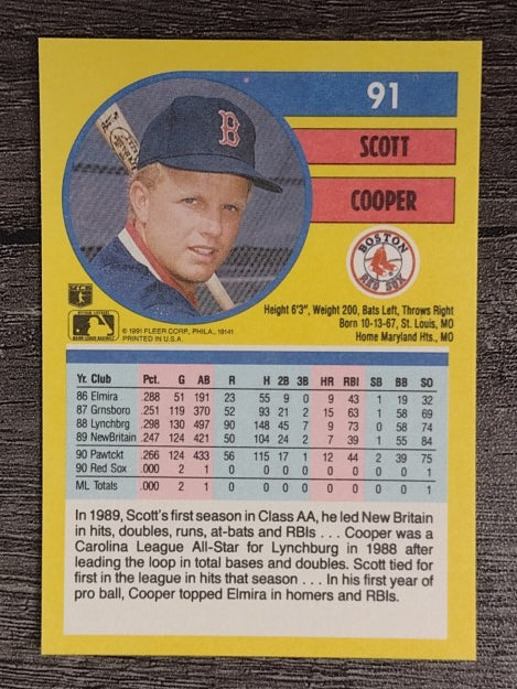 1991 Fleer #91 Scott Cooper