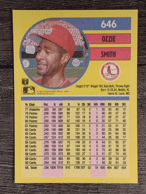 1991 Fleer #646 Ozzie Smith
