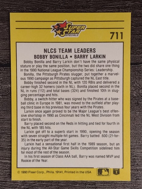 1991 Fleer #711 Bobby Bonilla/Barry Larkin