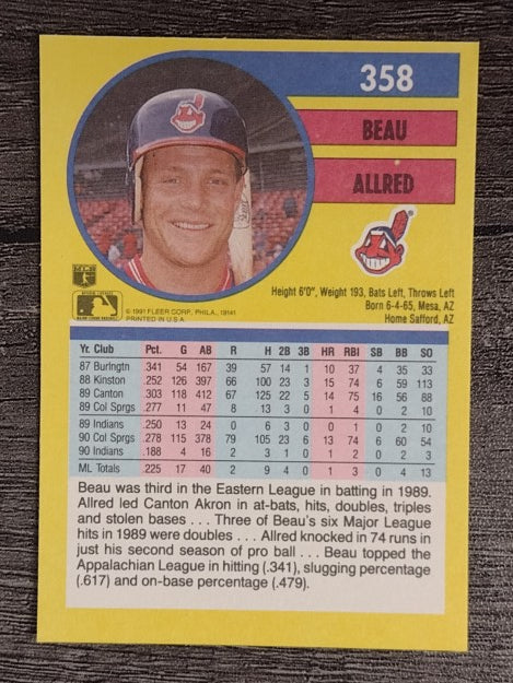 1991 Fleer #358 Beau Allred