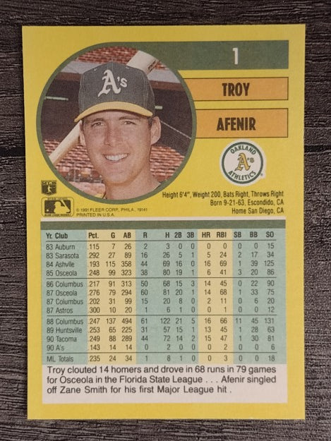 1991 Fleer #1 Troy Afenir RC