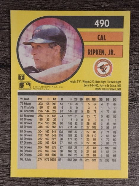1991 Fleer #490 Cal Ripken