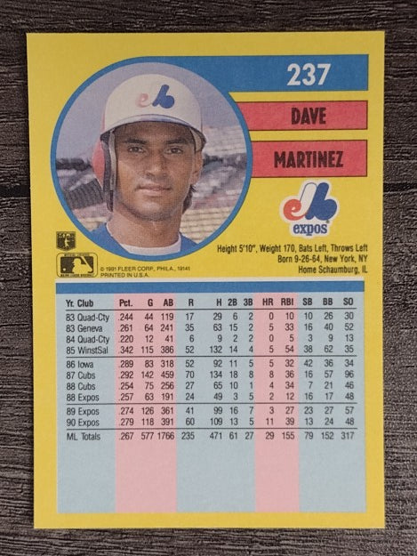 1991 Fleer #237 Dave Martinez