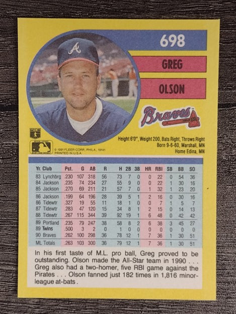 1991 Fleer #698 Greg Olson