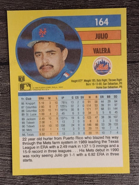 1991 Fleer #164 Julio Valera