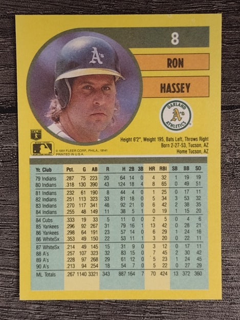 1991 Fleer #8 Ron Hassey