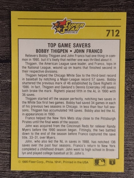 1991 Fleer #712 Bobby Thigpen/John Franco