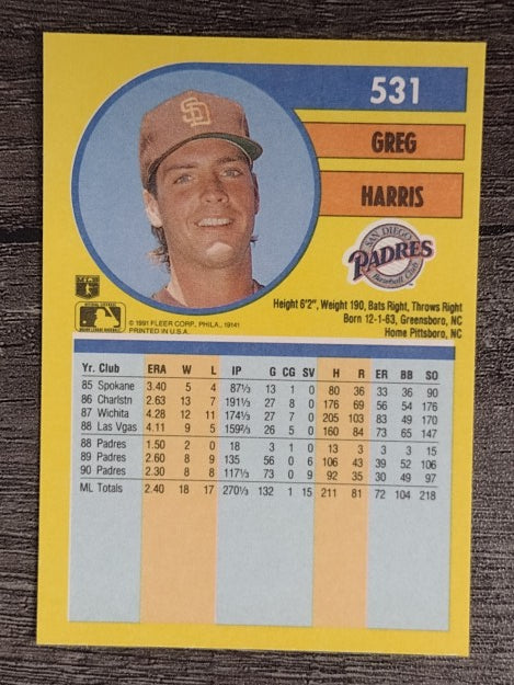 1991 Fleer #531 Greg W. Harris