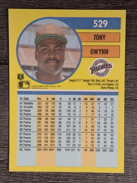 1991 Fleer #529 Tony Gwynn