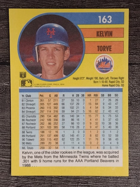 1991 Fleer #163 Kelvin Torve