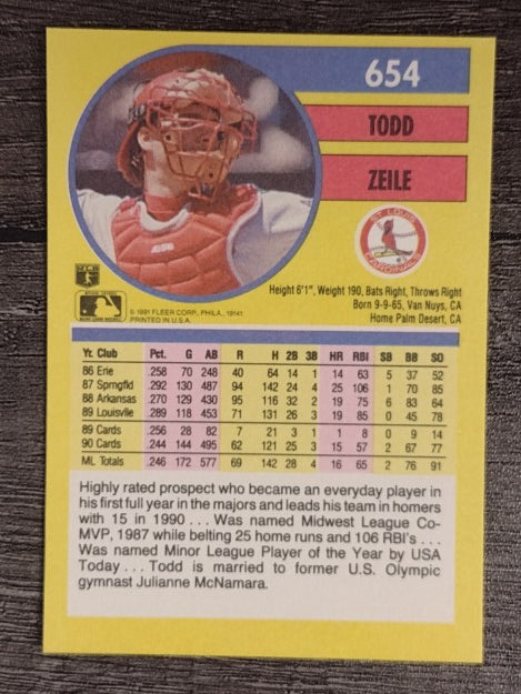 1991 Fleer #654 Todd Zeile