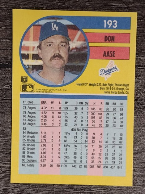 1991 Fleer #193 Don Aase