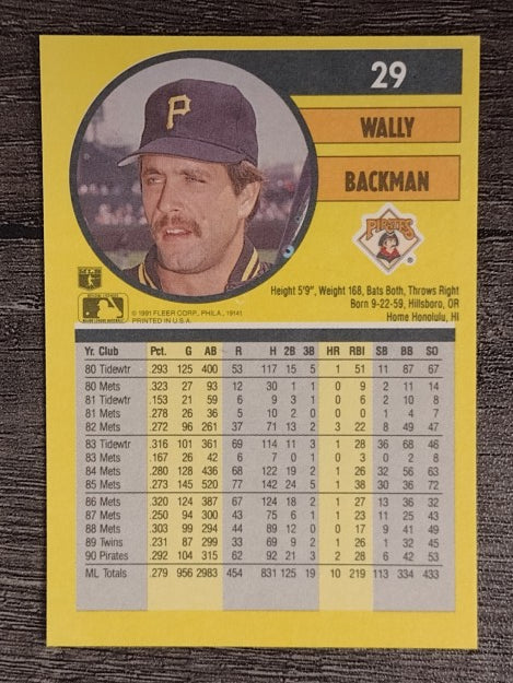 1991 Fleer #29 Wally Backman