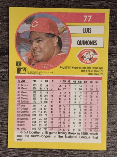 1991 Fleer #77 Luis Quinones