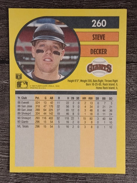 1991 Fleer #260 Steve Decker RC