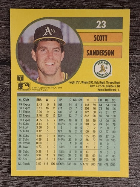 1991 Fleer #23 Scott Sanderson