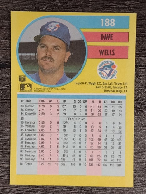 1991 Fleer #188 David Wells