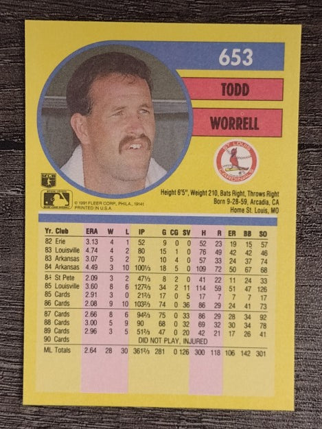 1991 Fleer #653 Todd Worrell