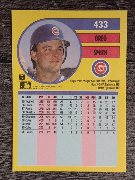 1991 Fleer #433 Greg Smith