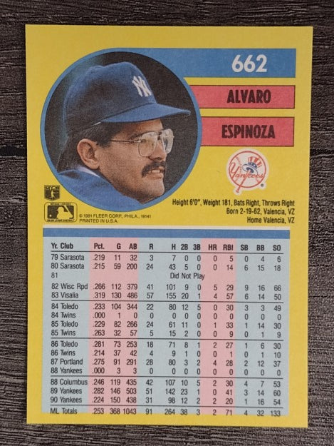 1991 Fleer #662 Alvaro Espinoza