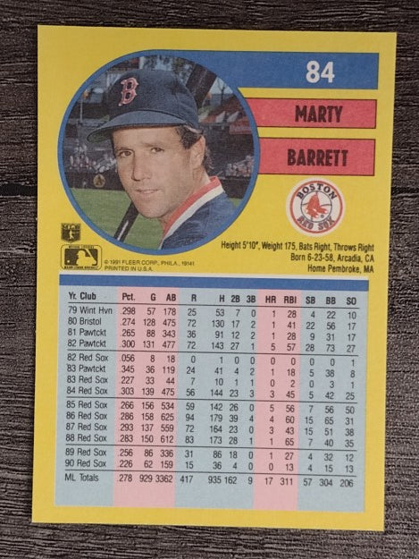 1991 Fleer #84 Marty Barrett