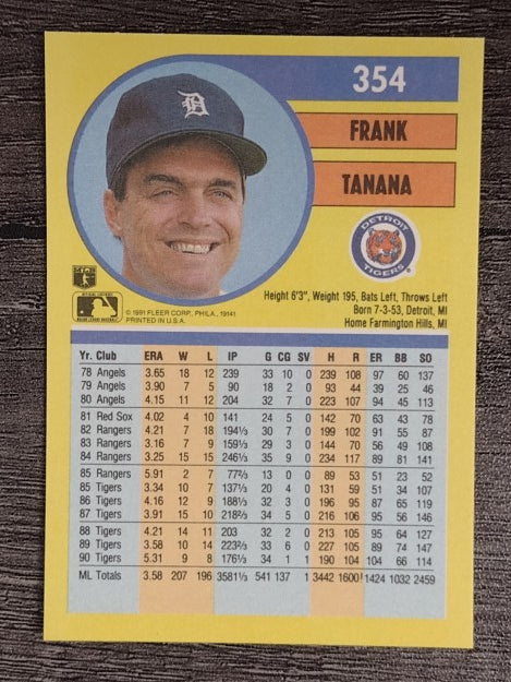 1991 Fleer #354 Frank Tanana