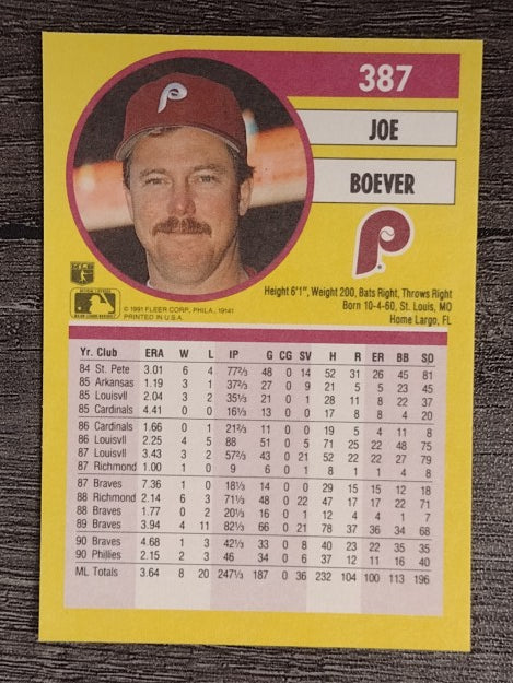 1991 Fleer #387 Joe Boever