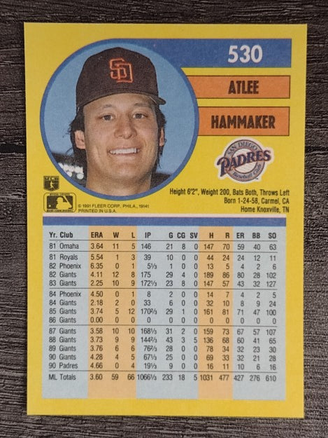 1991 Fleer #530 Atlee Hammaker