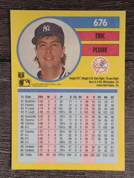 1991 Fleer #676 Eric Plunk