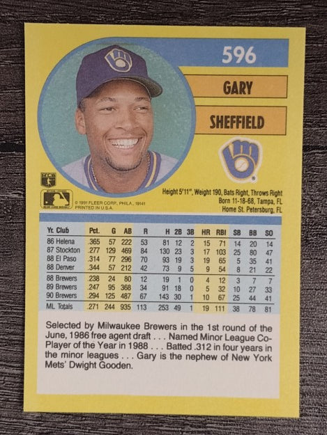 1991 Fleer #596 Gary Sheffield