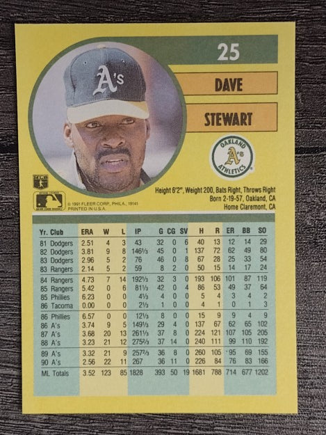 1991 Fleer #25 Dave Stewart