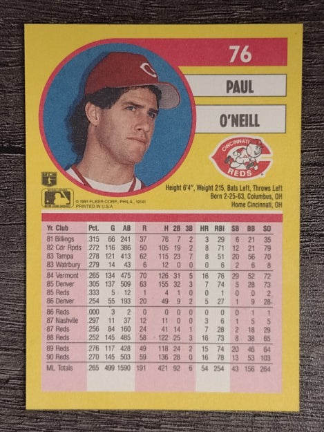 1991 Fleer #76 Paul O'Neill