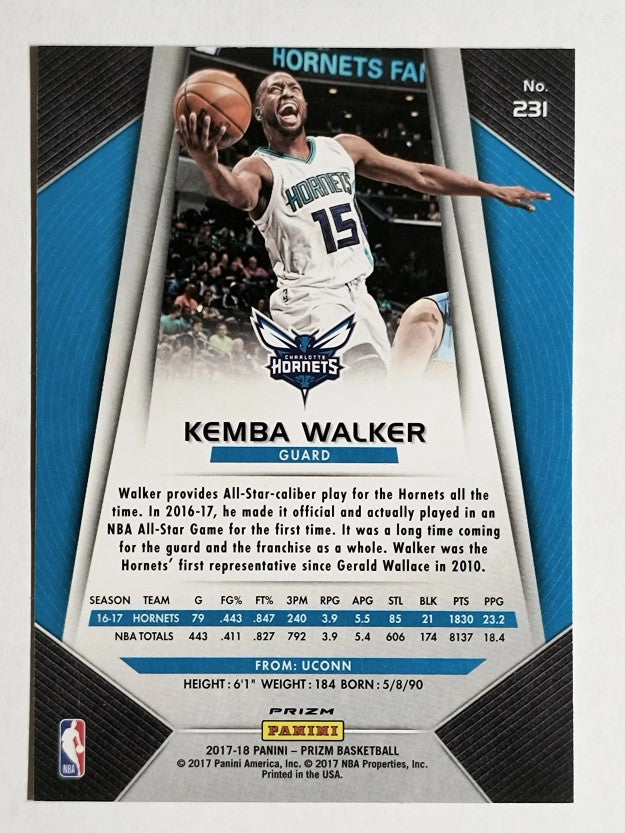 2017-18 Panini Prizm Prizms Red White and Blue #231 Kemba Walker