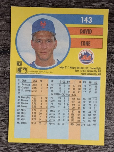 1991 Fleer #143 David Cone