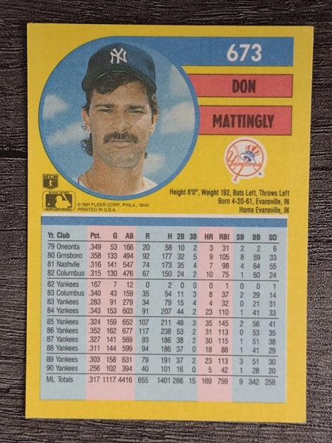 1991 Fleer #673 Don Mattingly