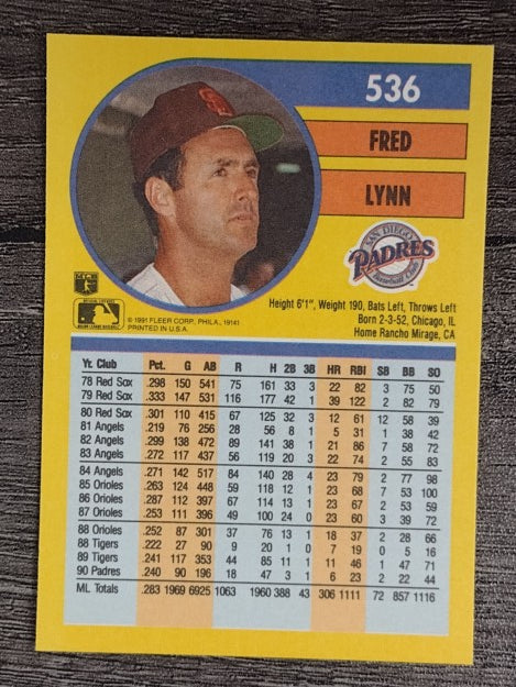 1991 Fleer #536 Fred Lynn