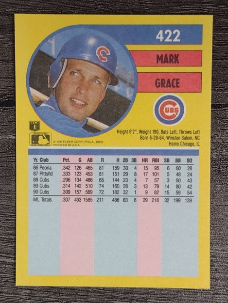 1991 Fleer #422 Mark Grace