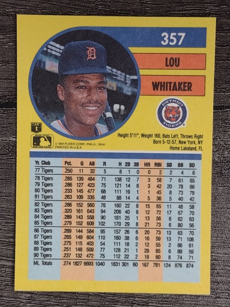 1991 Fleer #357 Lou Whitaker